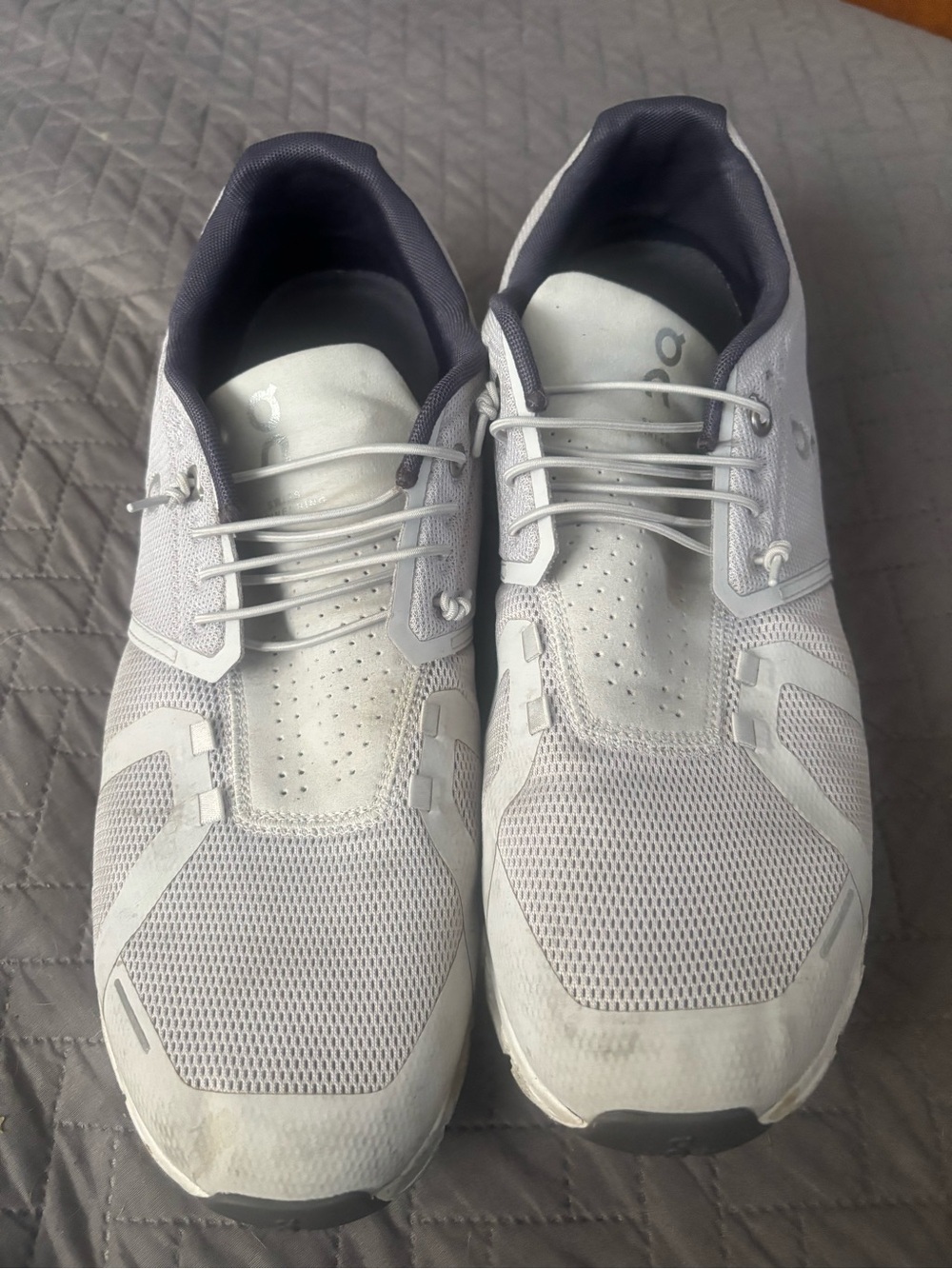 On Clouds Running Men's Athletic Sneakers in Light Gray and Dark Gray